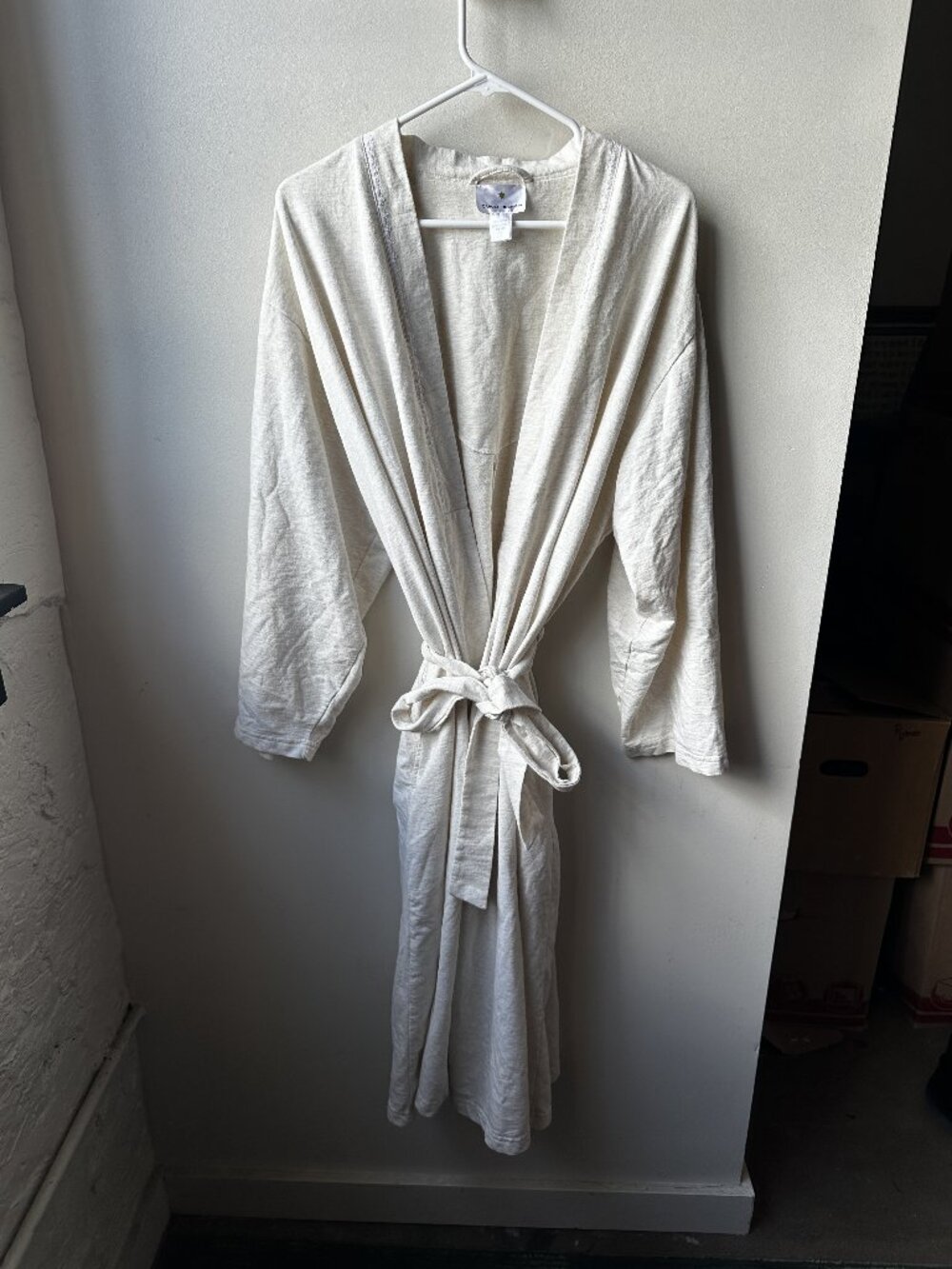 Carole Hochman Beige Cotton Extra Long Sleeve Belted Wrap Robe Womens XL